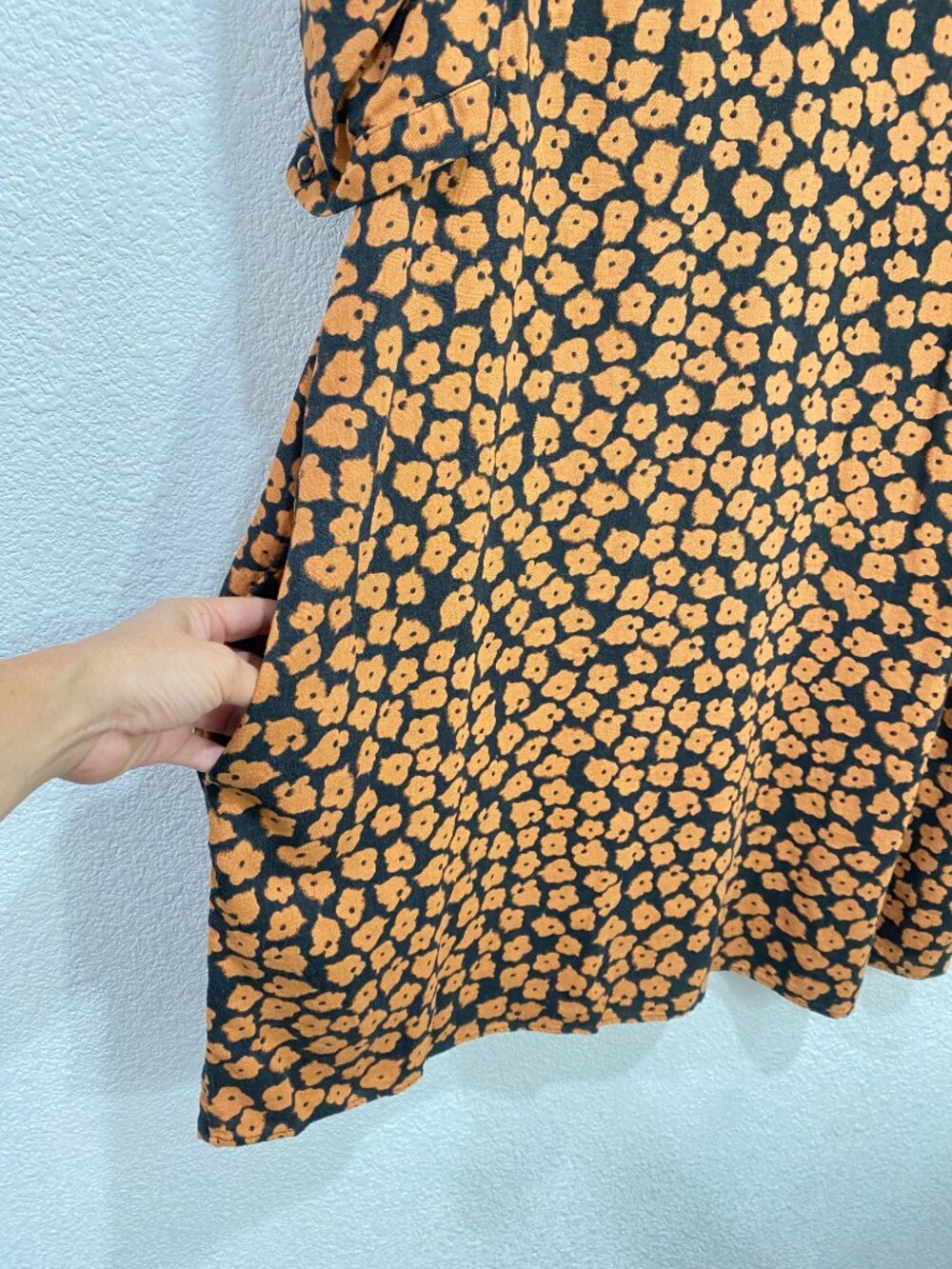 Who What Wear Floral Mock Neck Dress Puff Sleeve Pockets Orange Black XL - Picture 4 of 8